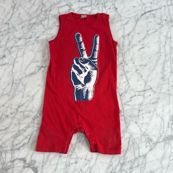 Peace Sign Romper Shortall Toddler Sz 12-18 Mo - Picture 1 of 5